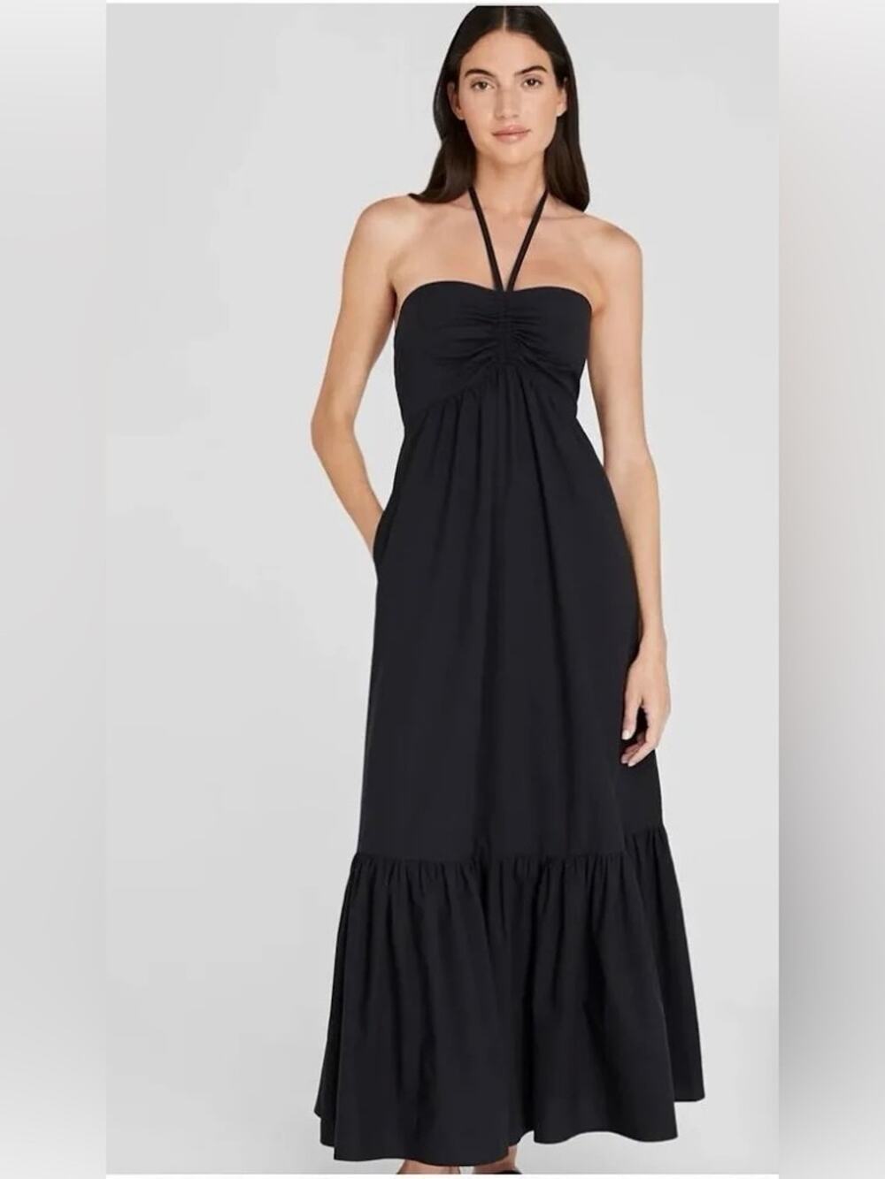 Club Monaco Halter Long Black Dress Large